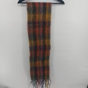 Plaid Mohair Wool Blend Scarf Mult Colored Yellow Black Pink Blue